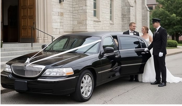 Luxury chauffeured vehicle presented in a clean, modern setting, representing premium St. Louis Black Limousine service